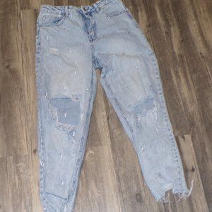 cute ripped lightning jeans